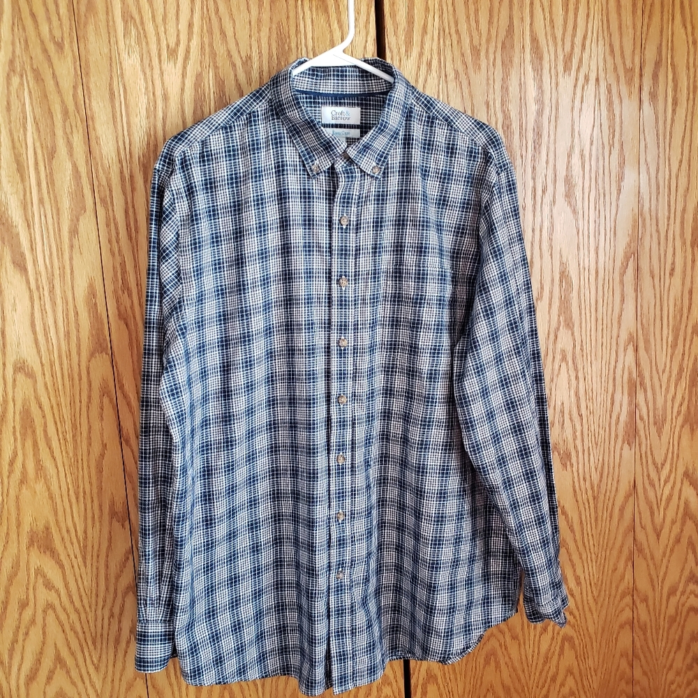 Croft&Barrow Men's XL Casual Button Down Shirt Blue White